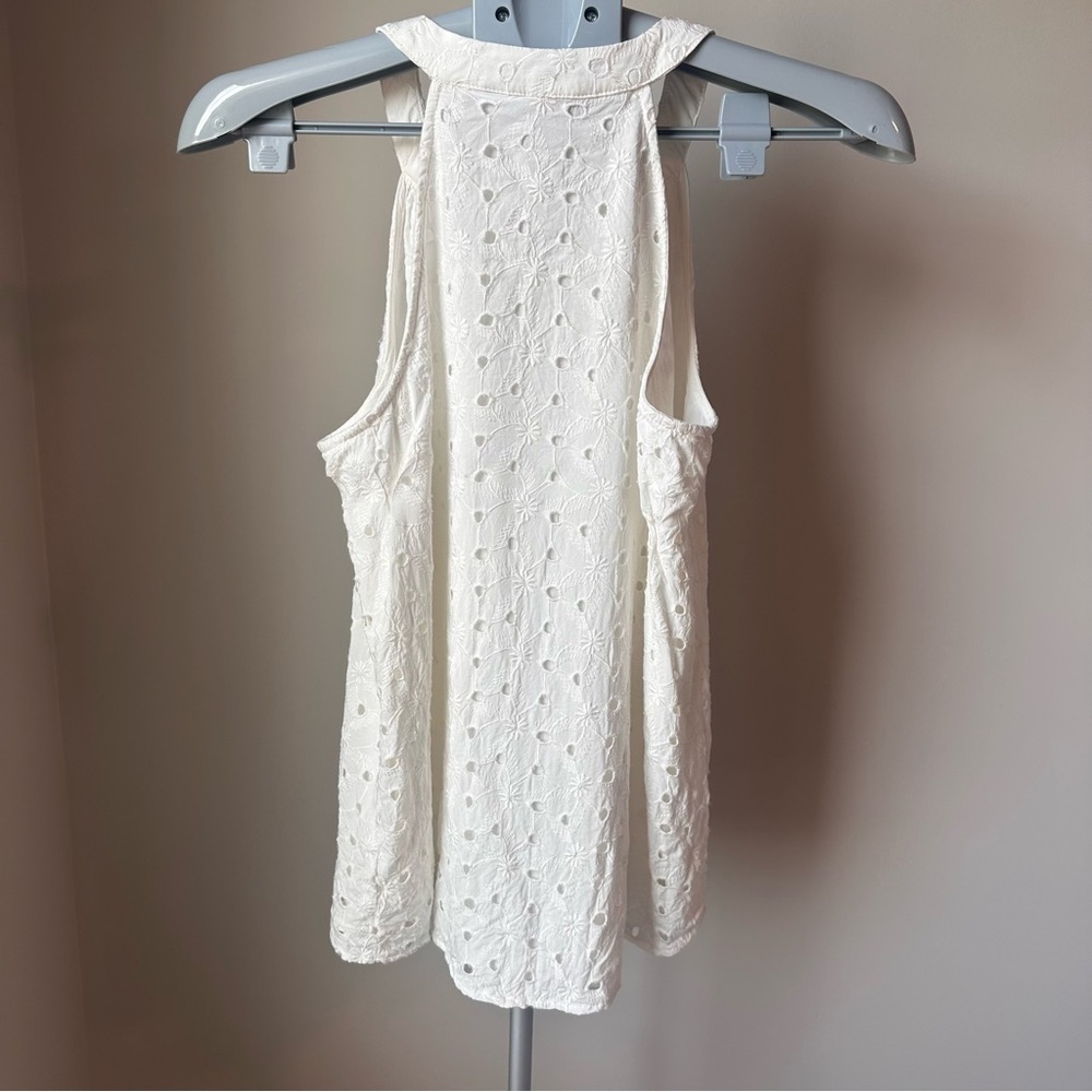 Market & Spruce White Eyelet Halter Top M | Bridal Shower Bachelorette - Picture 5 of 10